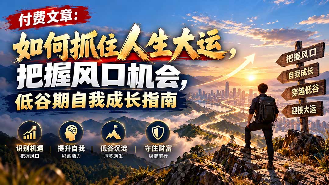 付费文章：如何抓住人生大运，把握风口机会，低谷期自我成长指南-禾谷轻创网