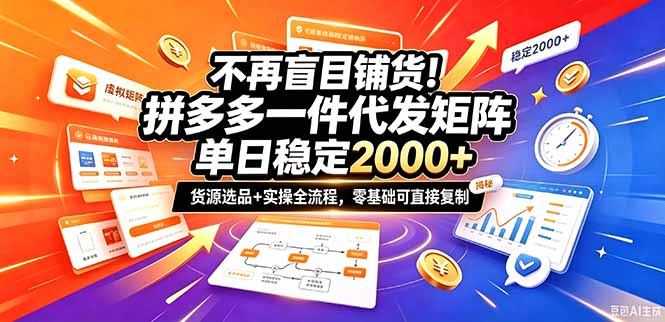 不再盲目铺货！拼多多一件代发矩阵落地攻略，提供优质货源店铺运营全流程，零基础可直接复制-禾谷轻创网