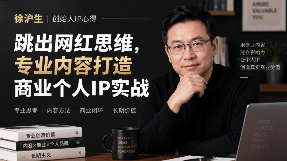 徐沪生创始人IP心得｜跳出网红思维，专业内容打造商业个人IP实战【文档】-禾谷轻创网