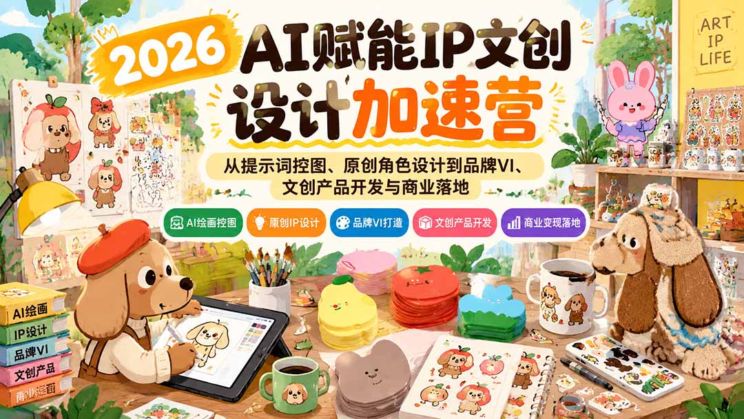 2026AI赋能IP文创设计加速营：从提示词控图、原创角色设计到品牌VI、文创产品开发与商业落地-禾谷轻创网