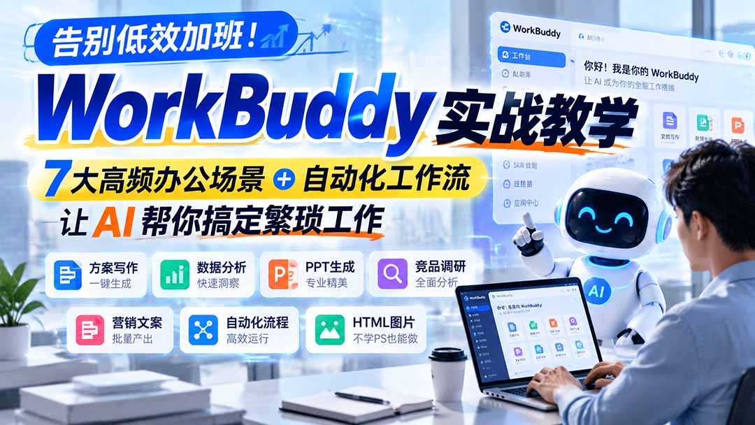 告别低效加班！WorkBuddy实战教学，7大高频办公场景＋自动化工作流，让AI帮你搞定繁琐工作-禾谷轻创网
