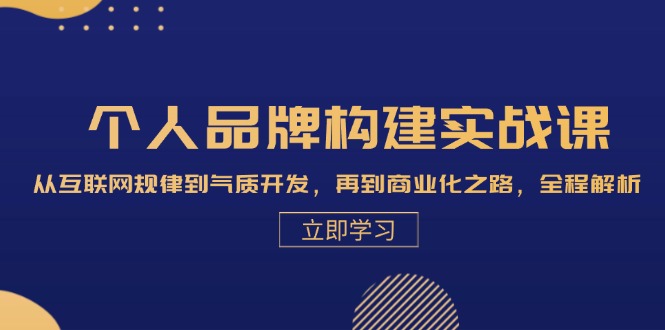 个人品牌构建实战课：从互联网规律到气质开发，再到商业化之路，全程解析-禾谷轻创网
