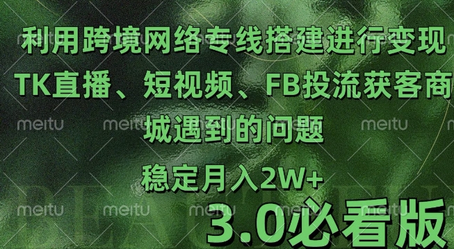 利用跨境电商网络及搭建TK直播、短视频、FB投流获客以及商城遇到的问题进行变现3.0必看版【揭秘】-禾谷轻创网