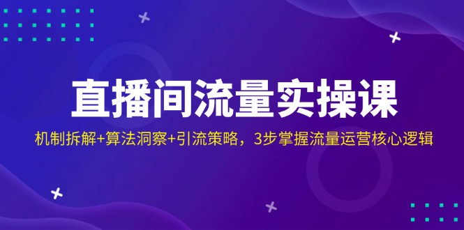 直播间流量实操课：机制拆解+算法洞察+引流策略，3步掌握流量运营核心逻辑-禾谷轻创网