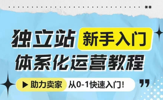 独立站新手入门体系化运营教程，助力独立站卖家从0-1快速入门!-禾谷轻创网