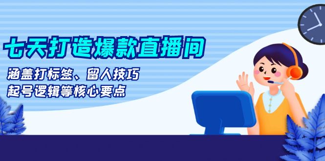 七天打造爆款直播间：涵盖打标签、留人技巧、起号逻辑等核心要点-禾谷轻创网