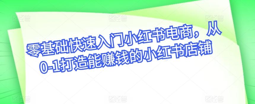 零基础快速入门小红书电商，从0-1打造能赚钱的小红书店铺-禾谷轻创网
