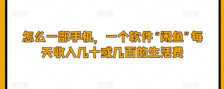 怎么一部手机，一个软件“闲鱼”每天收入几十或几百的生活费-禾谷轻创网