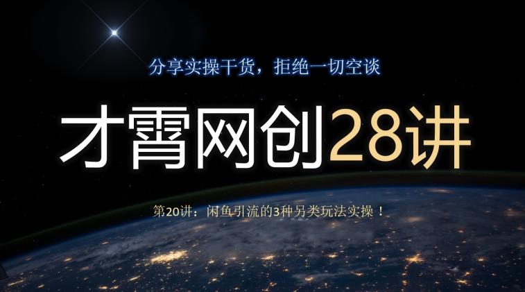 才霄网创28讲第20讲：闲鱼引流的3种另类玩法实操！-禾谷轻创网