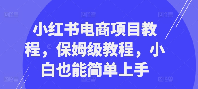 小红书电商项目教程，保姆级教程，小白也能简单上手-禾谷轻创网