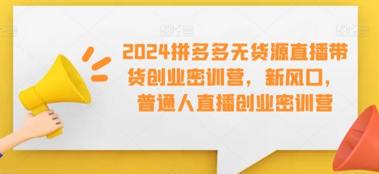 2024拼多多无货源直播带货创业密训营，新风口，普通人直播创业密训营-禾谷轻创网