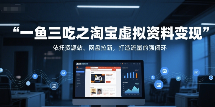 一鱼三吃之淘宝虚拟资料变现，依托资源站、网盘拉新，打造流量的强闭环-禾谷轻创网
