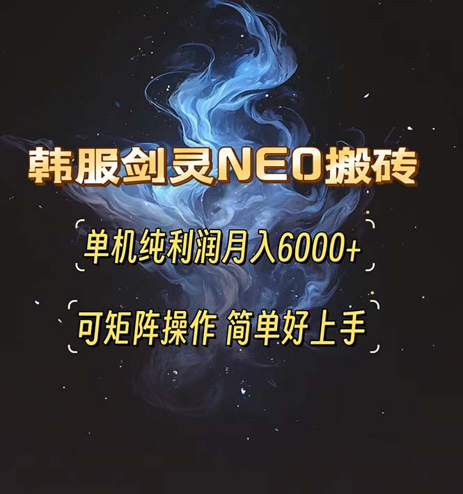 韩服剑灵NEO搬砖攻略，单机纯利润月入6000+ 可矩阵操作，简单好上手。-禾谷轻创网