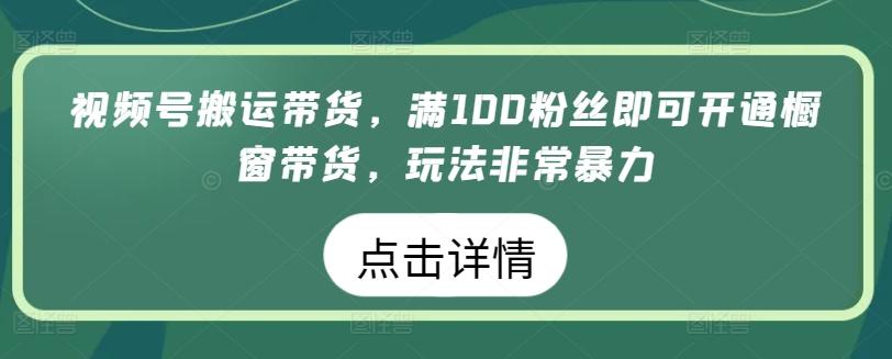 视频号搬运带货，满100粉丝即可开通橱窗带货，玩法非常暴力【揭秘】-禾谷轻创网