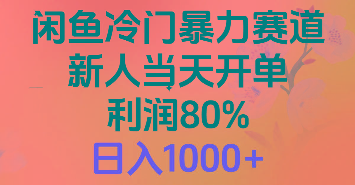 2024闲鱼冷门暴力赛道，新人当天开单，利润80%，日入1000+-禾谷轻创网