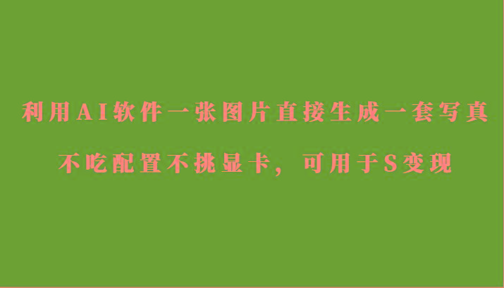 利用AI软件只需一张图片直接生成一套写真，不吃配置不挑显卡，可用于S变现-禾谷轻创网