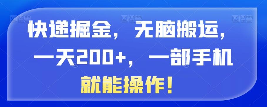 快递掘金，无脑搬运，一天200+，一部手机就能操作！-禾谷轻创网