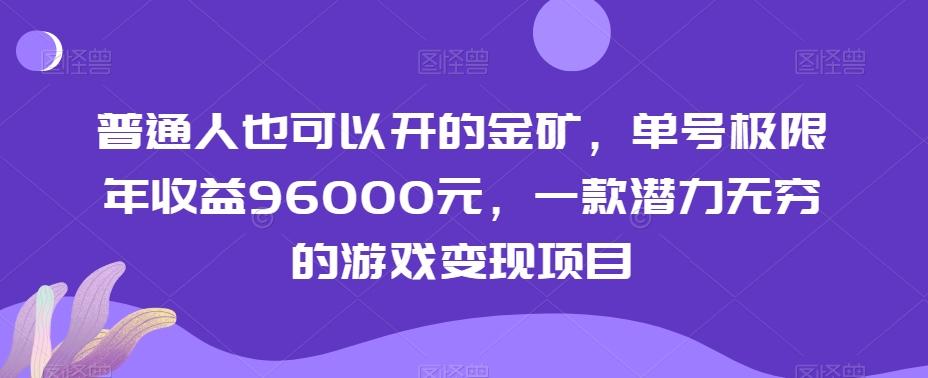 普通人也可以开的金矿，单号极限年收益96000元，一款潜力无穷的游戏变现项目【揭秘】-禾谷轻创网