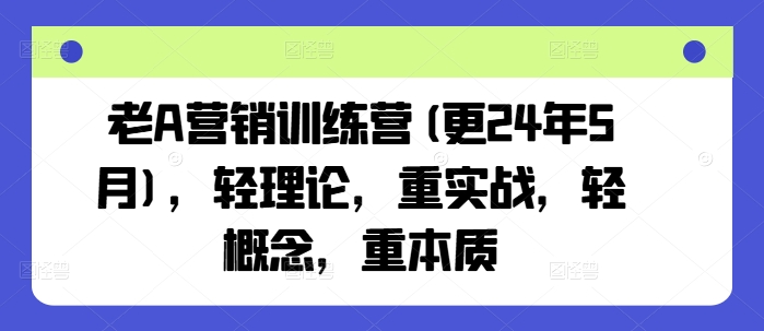 老A营销训练营(更24年10月)，轻理论，重实战，轻概念，重本质-禾谷轻创网