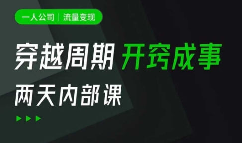 一人公司：流量变现课，一人公司的方法模型拆解， 拆解富人思维，流量思维，小老板思维等-禾谷轻创网