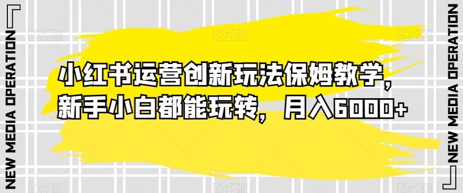 小红书运营创新玩法保姆教学，新手小白都能玩转，月入6000+【揭秘】-禾谷轻创网
