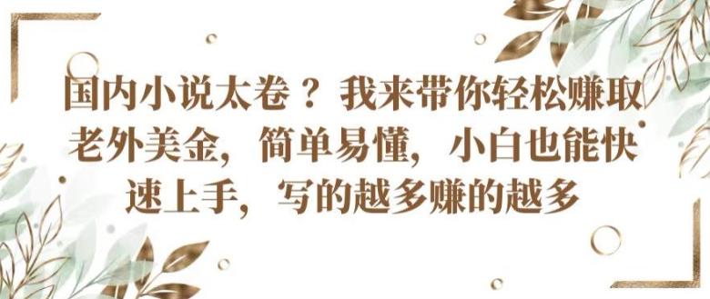 国内小说太卷 ?带你轻松赚取老外美金，简单易懂，小白也能快速上手，写的越多赚的越多【揭秘】-禾谷轻创网