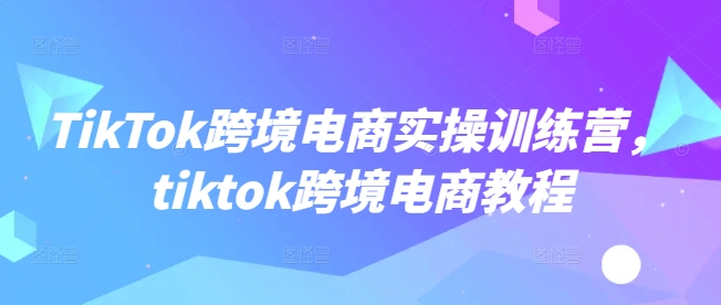 TikTok跨境电商实操训练营，tiktok跨境电商教程-禾谷轻创网