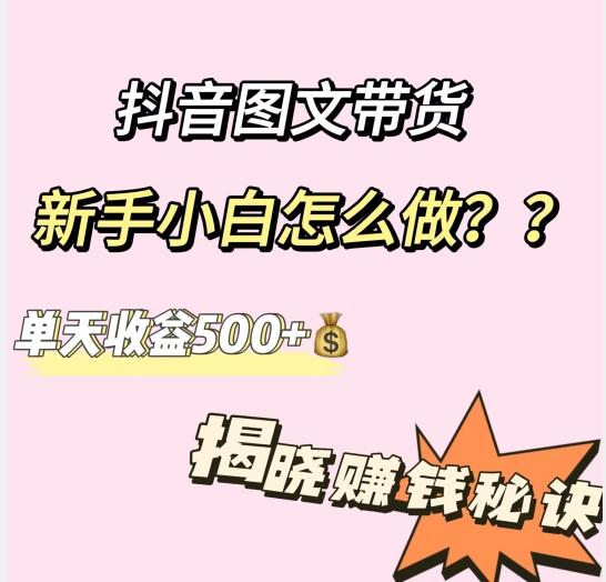 抖音图文带货，新手小白怎么做？单天收益500+【揭秘赚钱秘诀】-禾谷轻创网