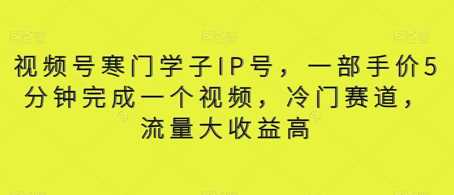 视频号寒门学子IP号，一部手价5分钟完成一个视频，冷门赛道，流量大收益高【揭秘】-禾谷轻创网