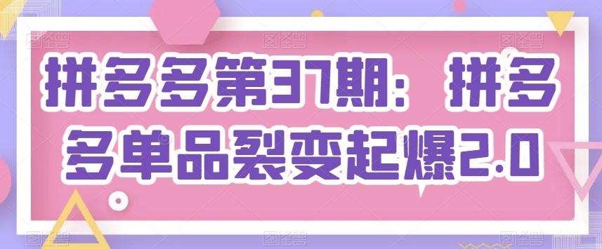 拼多多第37期：拼多多单品裂变起爆2.0-禾谷轻创网
