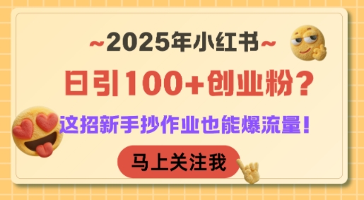 2025年小红书日引100+创业粉？这招新手抄作业也能爆流量！-禾谷轻创网