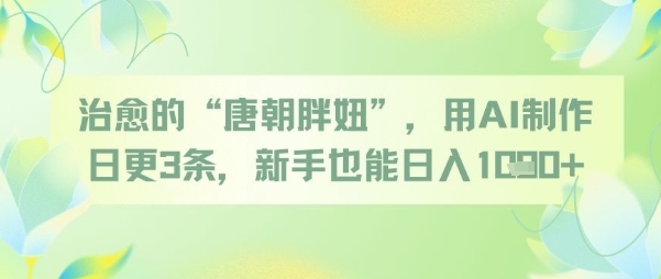 治愈的“唐朝胖妞”，用AI制作日更3条，新手也能日入多张-禾谷轻创网