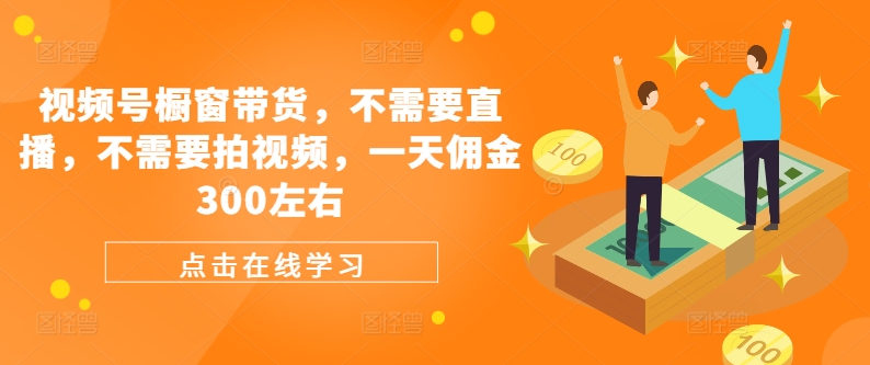 视频号橱窗带货，不需要直播，不需要拍视频，一天佣金300左右-禾谷轻创网
