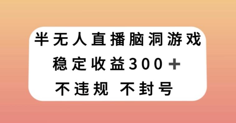 半无人直播脑洞小游戏，每天收入300+，保姆式教学小白轻松上手【揭秘】-禾谷轻创网