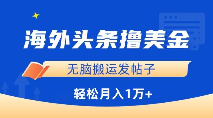 海外头条撸美金，无脑搬运发帖子，月入1万+，小白轻松掌握【揭秘】-禾谷轻创网