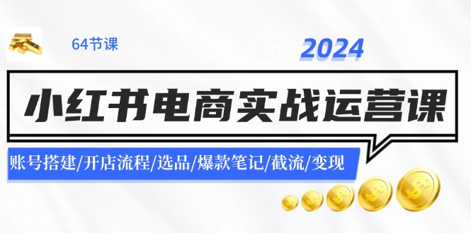 2024小红书电商实战运营课：账号搭建/开店流程/选品/爆款笔记/截流/变现-禾谷轻创网
