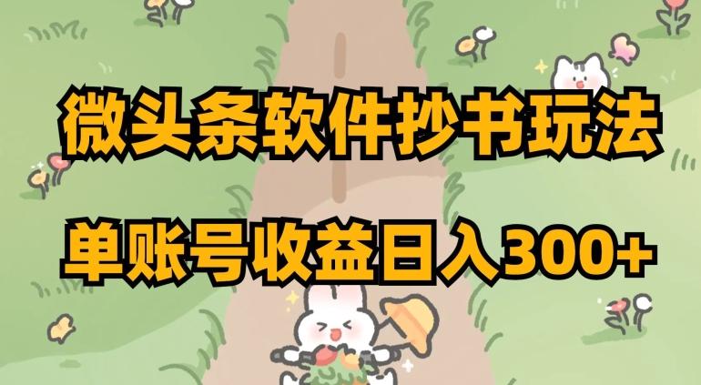 微头条软件抄书玩法，单账号收益日入300+【揭秘】-禾谷轻创网