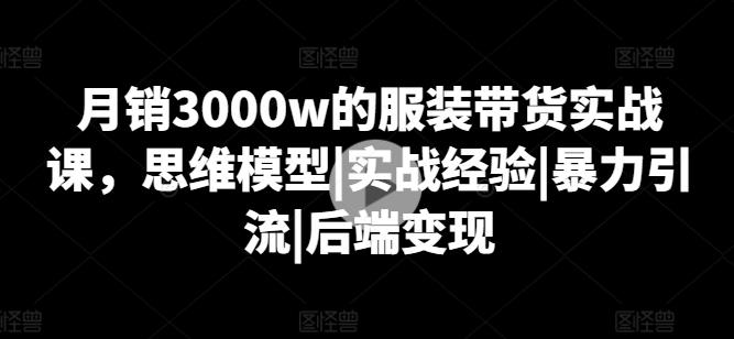 月销3000w的服装带货实战课，思维模型|实战经验|暴力引流|后端变现-禾谷轻创网