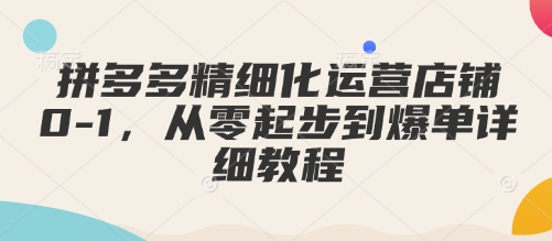 拼多多精细化运营店铺0-1，从零起步到爆单详细教程-禾谷轻创网