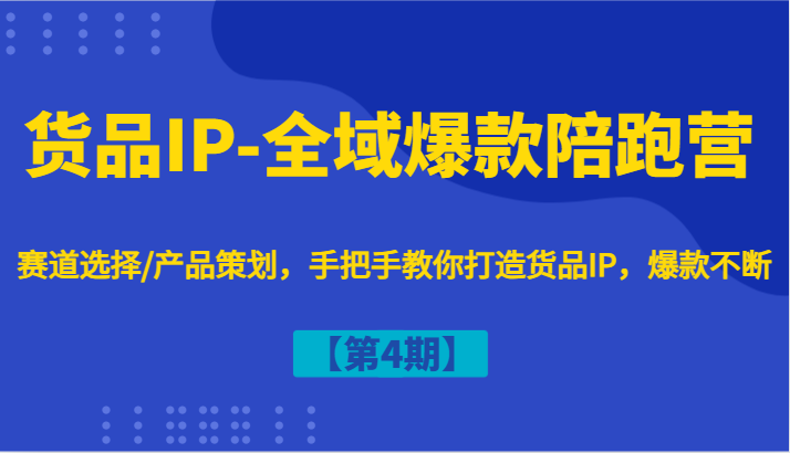 货品IP-全域爆款陪跑营【第4期】赛道选择/产品策划，手把手教你打造货品IP，爆款不断-禾谷轻创网