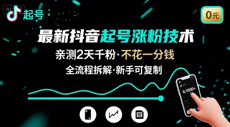 最新抖音起号涨粉技术，亲测2天千粉，不花一分钱，全流程拆解-禾谷轻创网