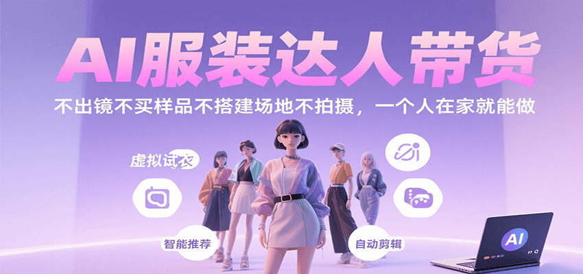 AI服装达人带货，不出镜不买样品不搭建场地不拍摄，一个人在家就能做-禾谷轻创网