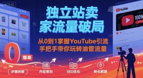 独立站卖家流量破局：从0到1掌握YouTube引流，手把手带你玩转油管流量-禾谷轻创网