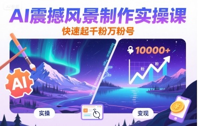 AI震撼风景制作实操课，快速起千粉万粉号-禾谷轻创网