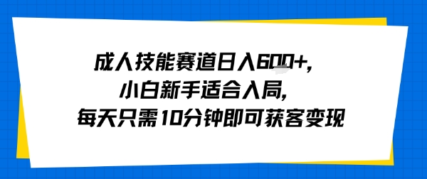 成人技能赛道日入多张，小白新手适合入局，每天只需10分钟即可获客变现-禾谷轻创网