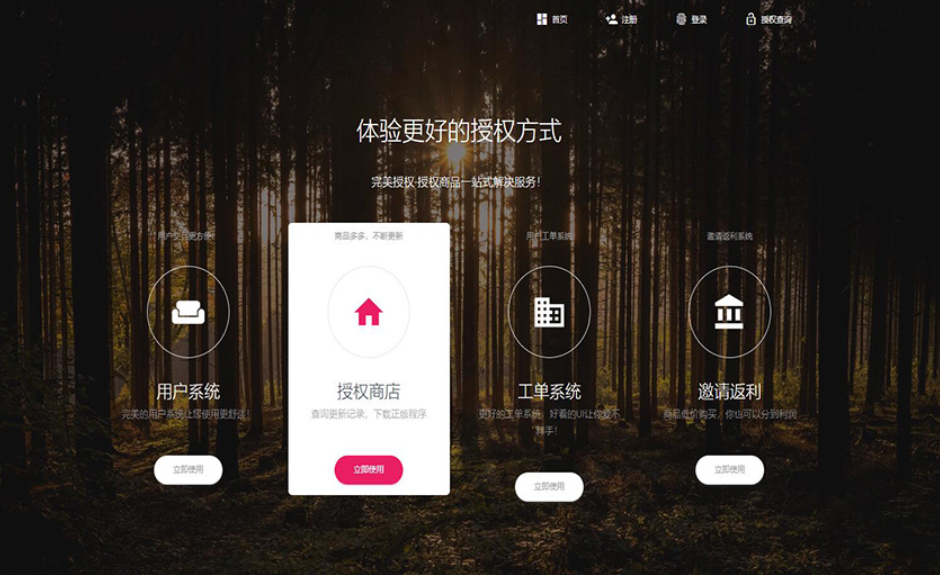 PHP域名授权系统网站 精美UI支付系统团队合作代理返利发卡系统 授权授权管理工单系统-禾谷轻创网