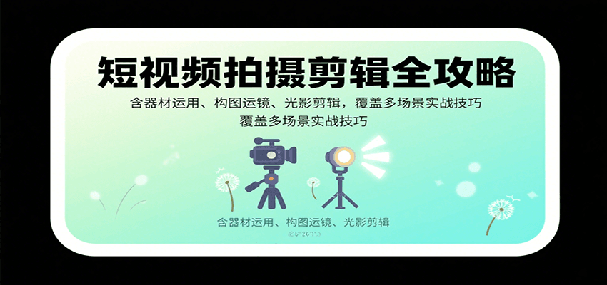 短视频拍摄剪辑全攻略：含器材运用、构图运镜、光影剪辑，覆盖多场景实战技巧-禾谷轻创网