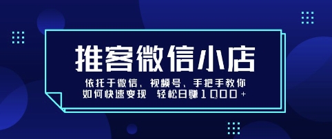 推客微信小店依托于微信、视频号，手把手教你如何快速变现 轻松日入1k+【揭秘】-禾谷轻创网
