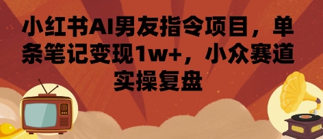 小红书AI男友指令项目，单条笔记变现1w+，小众赛道实操复盘-禾谷轻创网