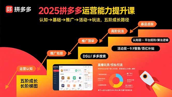 2025拼多多运营能力提升课：认知→基础→推广→活动→玩法，五阶成长路径-禾谷轻创网